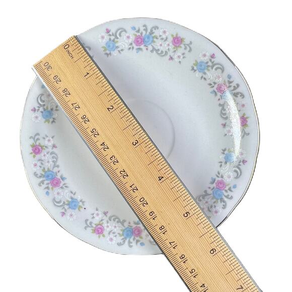 Vintage FTDA 1986 Saucer White with Florals Silver Rim - Picture 3 of 3